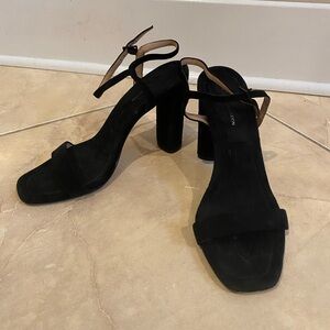 BCBG suede block heel with ankle strap